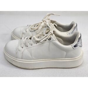 Torrid Womens White Platform Sneakers Lace Up Silver Accent Size 8.5WW